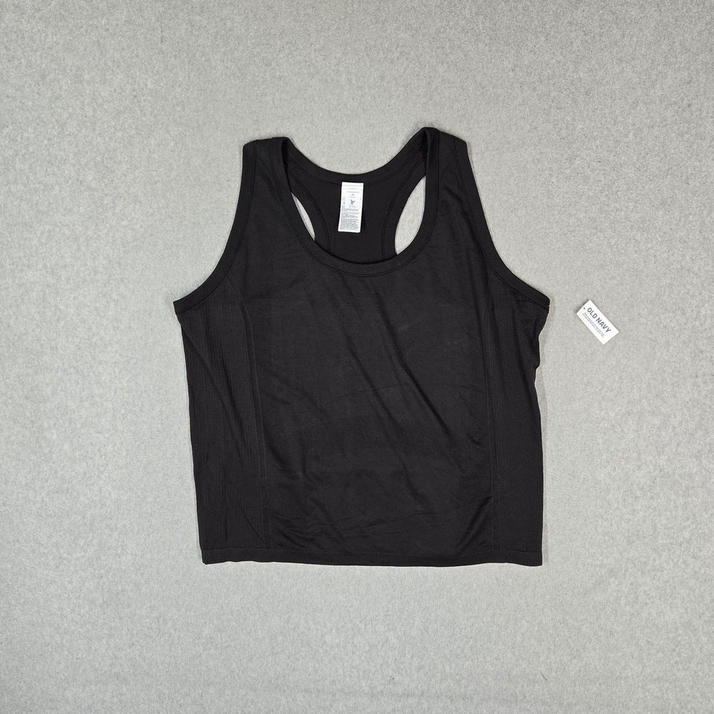 Old Navy Women Activewear Tank Top 3X Black Fluid Seamless Go Dry Racerback NWT